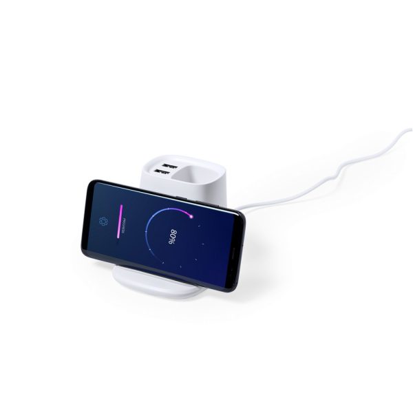 Ładowarka bezprzewodowa 5W, hub USB, pojemnik na przybory do pisania, stojak na telefon P009949X