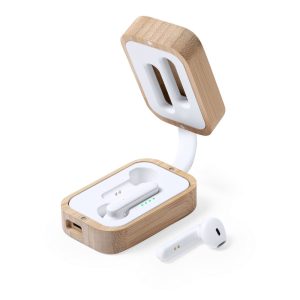Bezprzewodowe słuchawki douszne, bambusowe etui P009959X AX-V0156-00