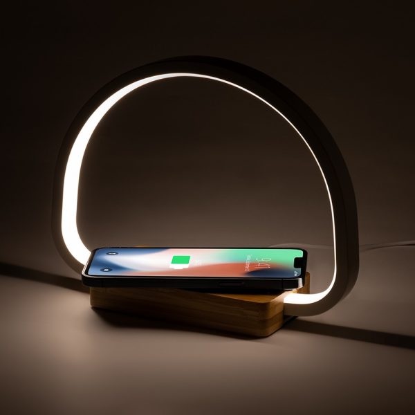 Lampka na biurko, bambusowa ładowarka bezprzewodowa 10W P043750X