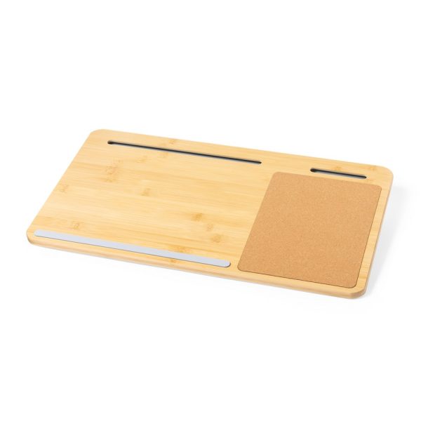 Bambusowy organizer na biurko, stojak na laptopa, stojak na telefon, korkowa podkładka pod mysz P043751X