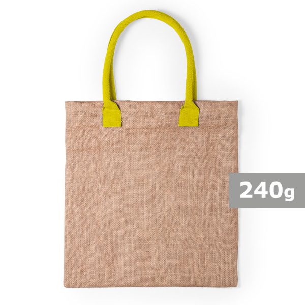 Torba z juty na zakupy, bawełniane uchwyty P008178X żółty