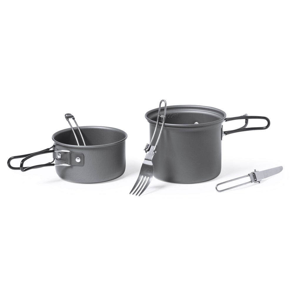 Pojemniki na żywność 2 szt., 600 ml i 800 ml, sztućce, w pokrowcu RPET P047777X AX-V1019-03