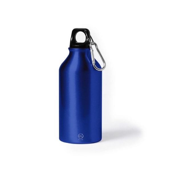 Butelka sportowa 400 ml z aluminium z recyklingu, z karabińczykiem P047808X niebieski