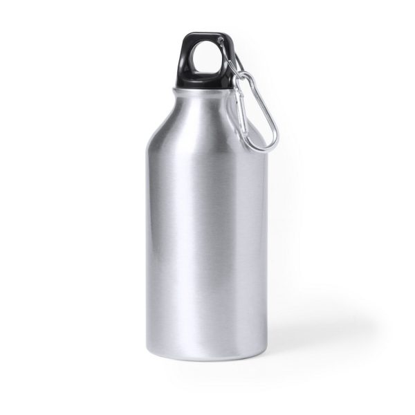 Butelka sportowa 400 ml z aluminium z recyklingu, z karabińczykiem P047808X srebrny
