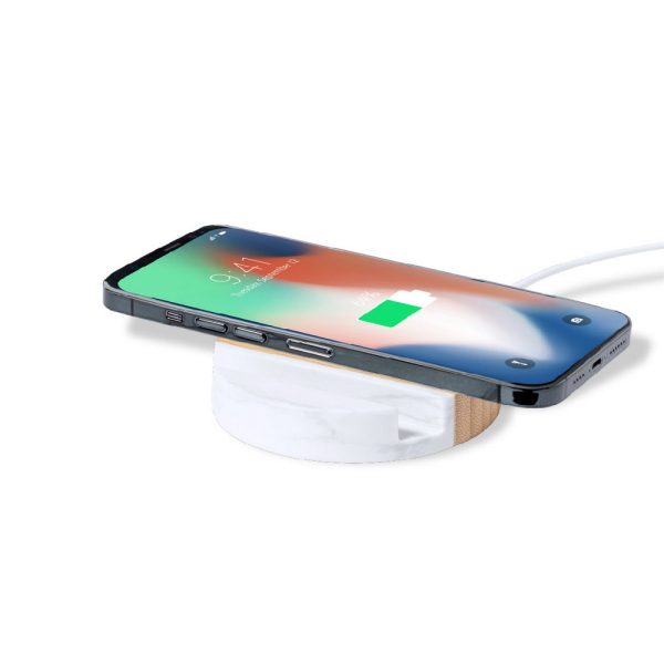 Bambusowa ładowarka bezprzewodowa 15W, stojak na telefon P047847X