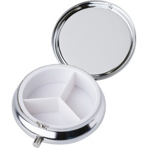 Metalowy pojemnik na tabletki z 3 przegrodami, lusterko P054873X AX-V1536-32