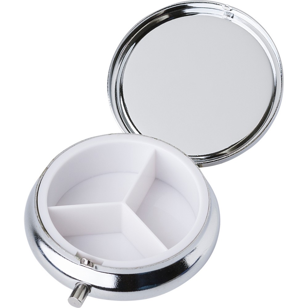 Metalowy pojemnik na tabletki z 3 przegrodami, lusterko P054873X AX-V1536-32