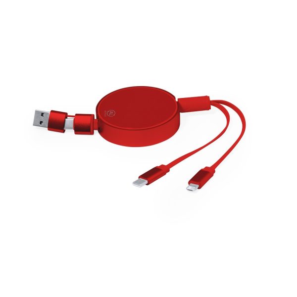 Zwijany kabel do ładowania i synchronizacji z aluminium z recyklingu P054982X czerwony