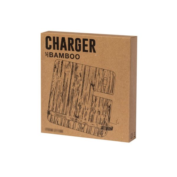 Bambusowa ładowarka bezprzewodowa 15W, 3 w 1, stojak na telefon P054987X