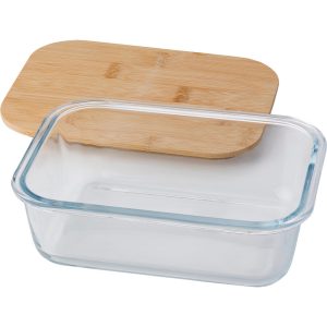 Szklane pudełko śniadaniowe 900 ml, bambusowe wieczko P044700X AX-V4883-18