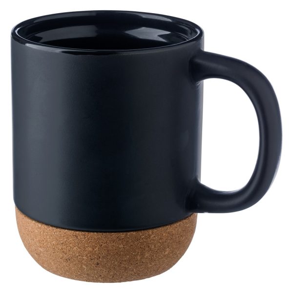 Kubek ceramiczny 300 ml z korkowym elementem P047869X czarny