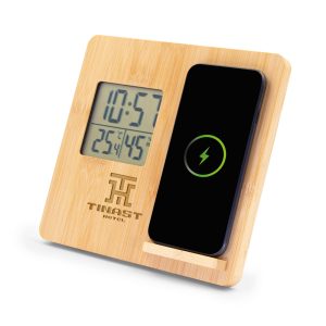 Bambusowa ładowarka bezprzewodowa 10W, stacja pogodowa | Kahele P039301X AX-V8328-18