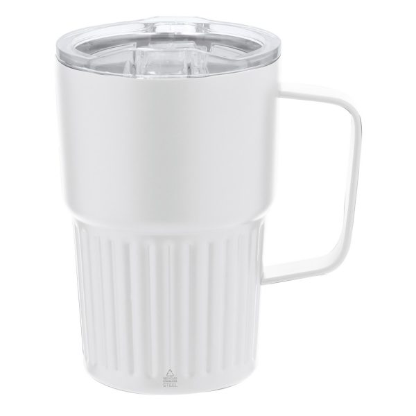 Kubek termiczny 450 ml ze stali nierdzewnej z recyklingu P106162X biały