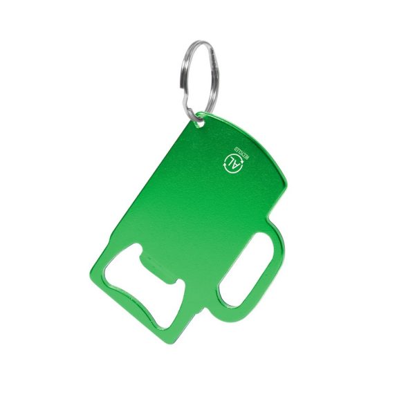 Brelok do kluczy, otwieracz do butelek z aluminium z recyklingu P106186X zielony