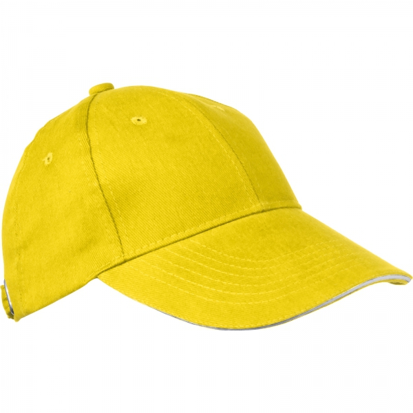 Czapka z daszkiem bawełniana 6 paneli P085011K żółty