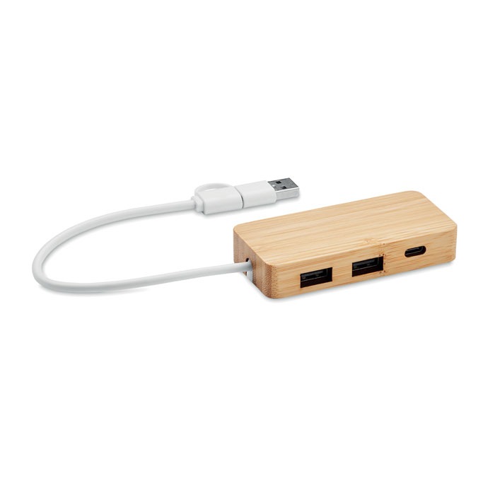 3-portowy bambusowy hub USB P053201O MI-MO2143-40