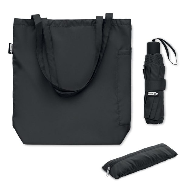 Zestaw torba z parasolem RPET 21 c P100925O czarny