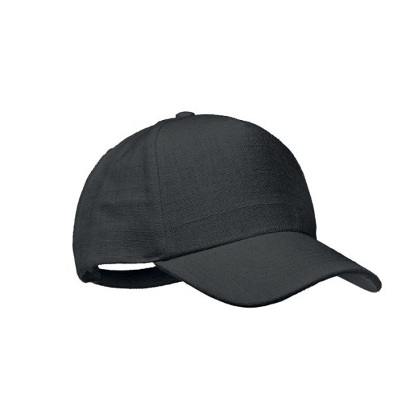 Czapka z daszkiem z konopi P017509O czarny