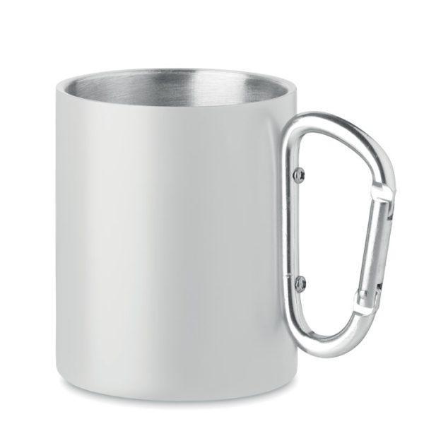 Metalowy dwuścienny kubek300ml P045848O bialy