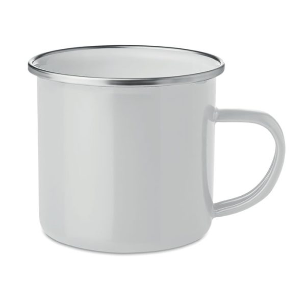 Metalowy kubek, warstwa emalii P019667O bialy