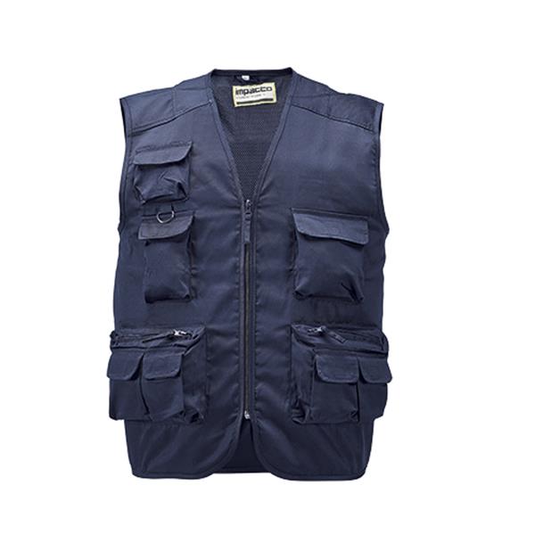 Kamizelka z bawełny, liczne kieszenie i nylonowy zamek 2XL P090311P dark blue
