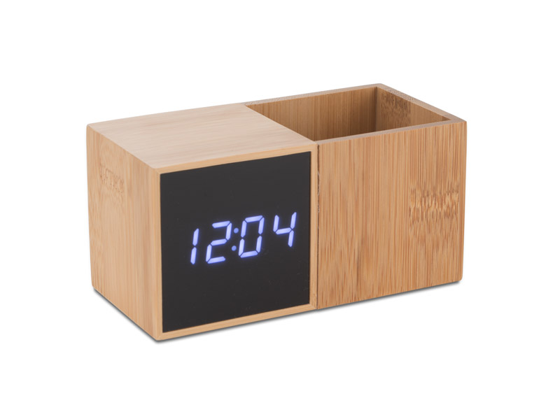 Zegar z przybornikiem na biurko BAMBOO P001661A AS-03089