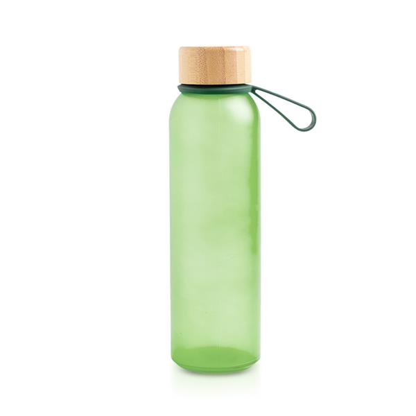 Butelka ze szkła matowego o pojemności 500 ml, z silikonowym uchwytem / Atlântida P108829P zielony