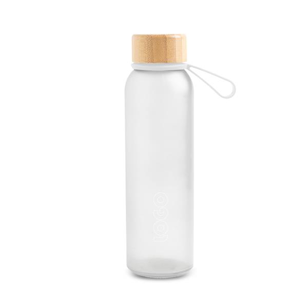 Butelka ze szkła matowego o pojemności 500 ml, z silikonowym uchwytem / Atlântida P108829P translucent