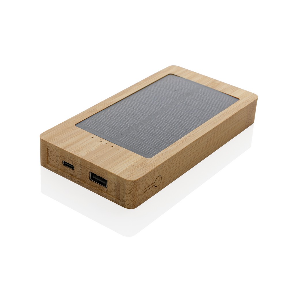 Bambusowy power bank 10000 mAh, ładowarka słoneczna P051868X AX-P322.399