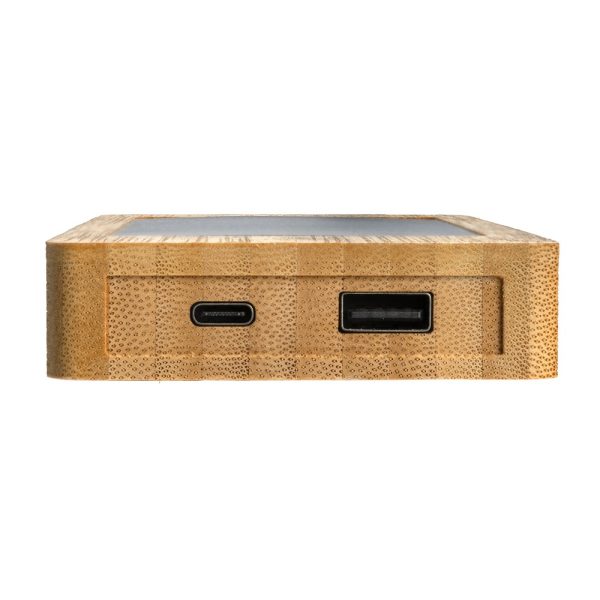 Bambusowy power bank 10000 mAh, ładowarka słoneczna P051868X