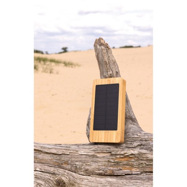 Bambusowy power bank 10000 mAh, ładowarka słoneczna P051868X