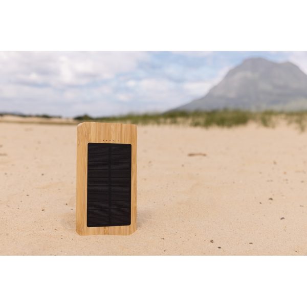 Bambusowy power bank 10000 mAh, ładowarka słoneczna P051868X
