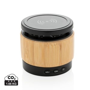Bambusowy głośnik bezprzewodowy 3W, ładowarka bezprzewodowa P009112X AX-P329.179