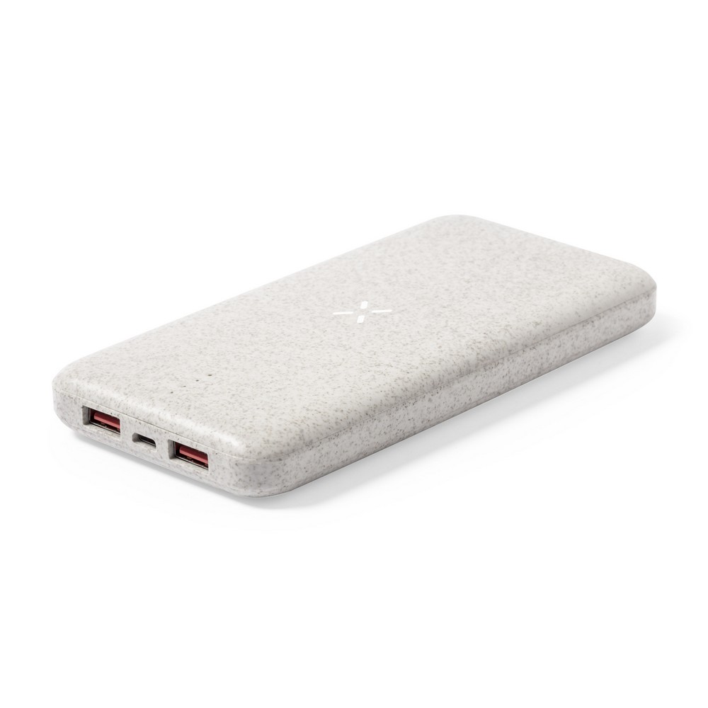Bezprzewodowy power bank 8000 mAh ze słomy pszenicznej, ładowarka bezprzewodowa 10W P047840X AX-V1119-00
