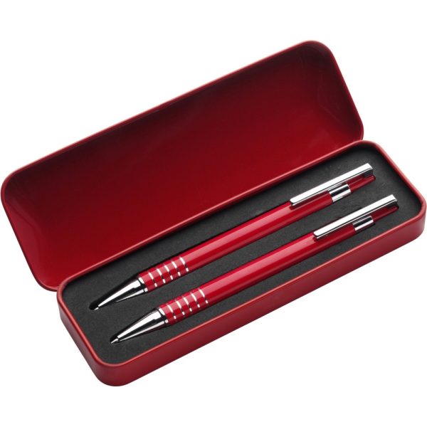 Zestaw piśmienniczy, długopis i ołówek mechaniczny P006488X czerwony