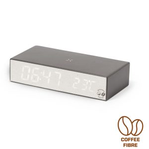 Ładowarka bezprzewodowa 10W z łusek kawowych i bawełny z recyklingu, wielofunkcyjny zegar cyfrowy P051836X AX-V1344-16