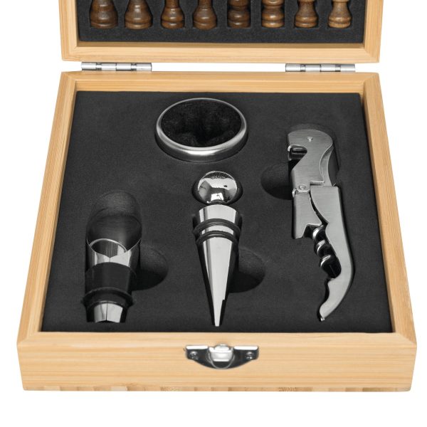 Zestaw do wina BAMBOO CHESS z szachami P051338I