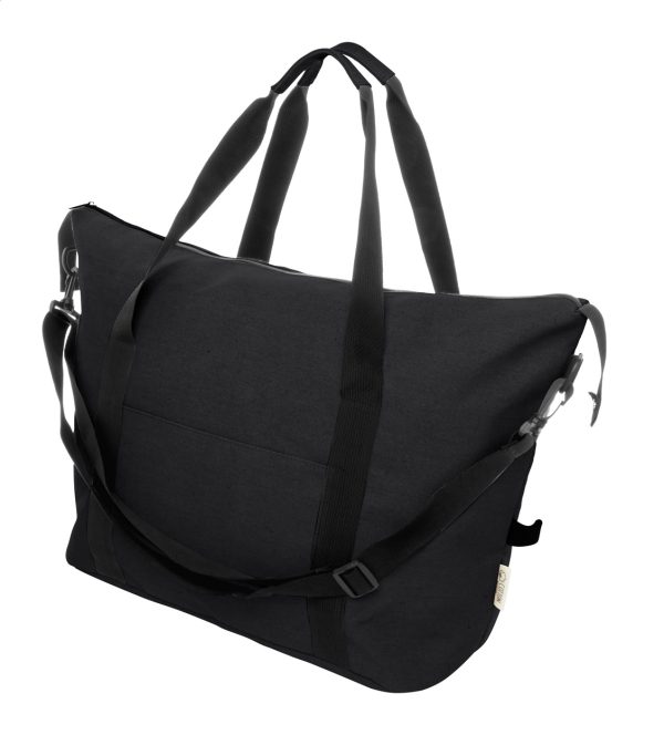 Torba podróżna z płótno z recyklingu P118402D czarny