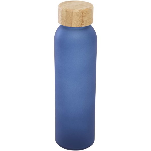 Matowa butelka ze szkła sodowo-wapniowego Lume 500 ml z zakrętką bambusową P109774C błękit oceanu