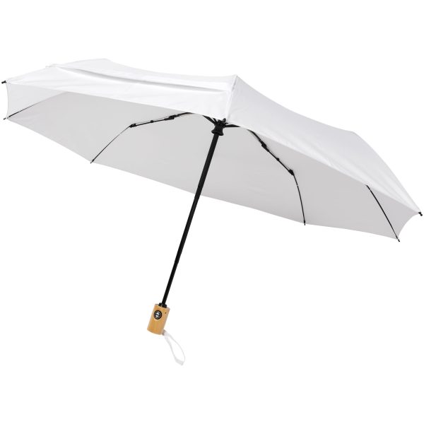 Składany, automatycznie otwierany/zamykany parasol Bo 21” wykonany z plastiku PET z recyklingu P068340C biały