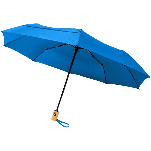 Składany, automatycznie otwierany/zamykany parasol Bo 21” wykonany z plastiku PET z recyklingu P068340C niebieski