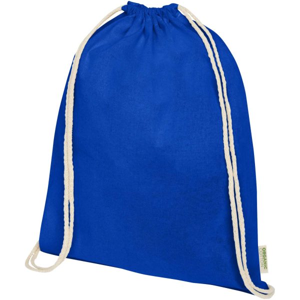 Orissa 140 g/m² organic cotton drawstring bag 5L P075007C błękit królewski
