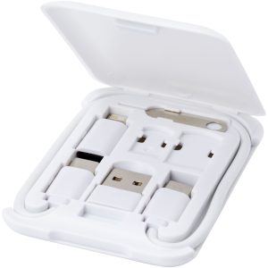 Savvy modułowy kabel do ładowania z tworzyw sztucznych pochodzących z recyklingu z uchwytem na telefon P077177C PFC-124361-W