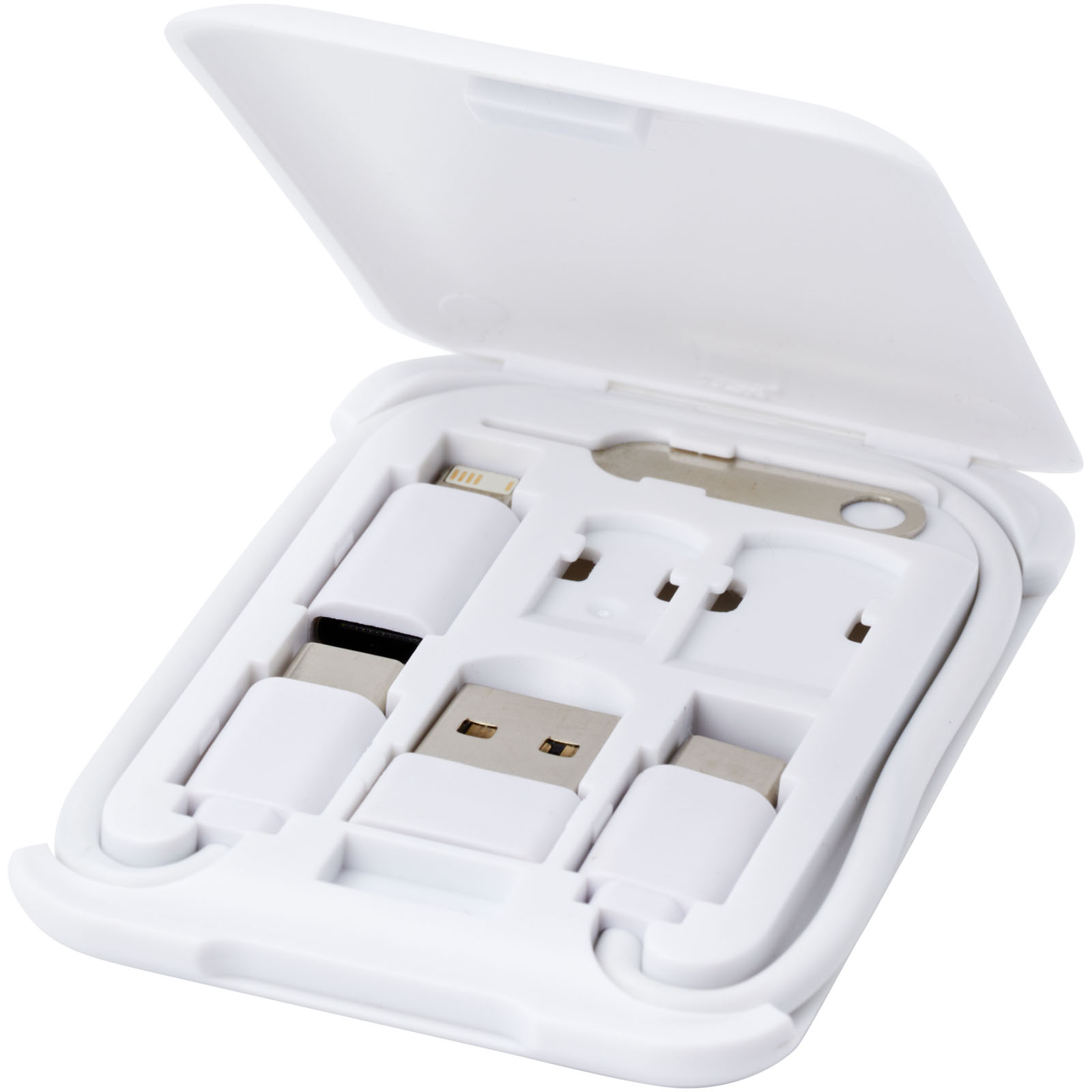 Savvy modułowy kabel do ładowania z tworzyw sztucznych pochodzących z recyklingu z uchwytem na telefon P077177C PFC-124361-W