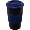 Kubek termiczny z serii Americano® o pojemności 350 ml z uchwytem P068969C czarny / niebieski