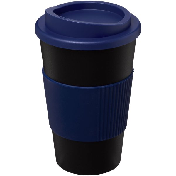 Kubek termiczny z serii Americano® o pojemności 350 ml z uchwytem P068969C czarny / niebieski