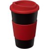 Kubek termiczny z serii Americano® o pojemności 350 ml z uchwytem P068969C czarny / czerwony