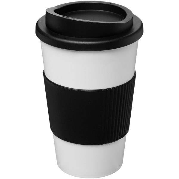 Kubek termiczny z serii Americano® o pojemności 350 ml z uchwytem P068969C biały / czarny