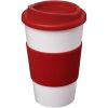 Kubek termiczny z serii Americano® o pojemności 350 ml z uchwytem P068969C biały / czerwony