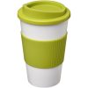 Kubek termiczny z serii Americano® o pojemności 350 ml z uchwytem P068969C biały / limonka